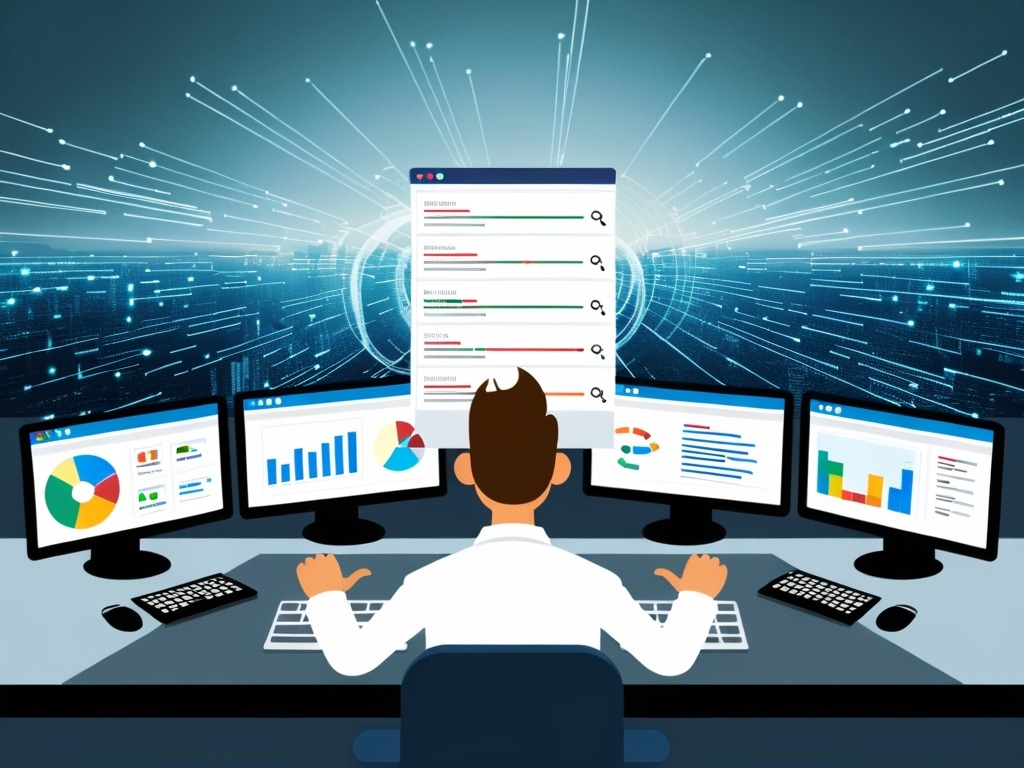 Analyse de résultats de référencement sur plusieurs écrans avec graphiques SEO