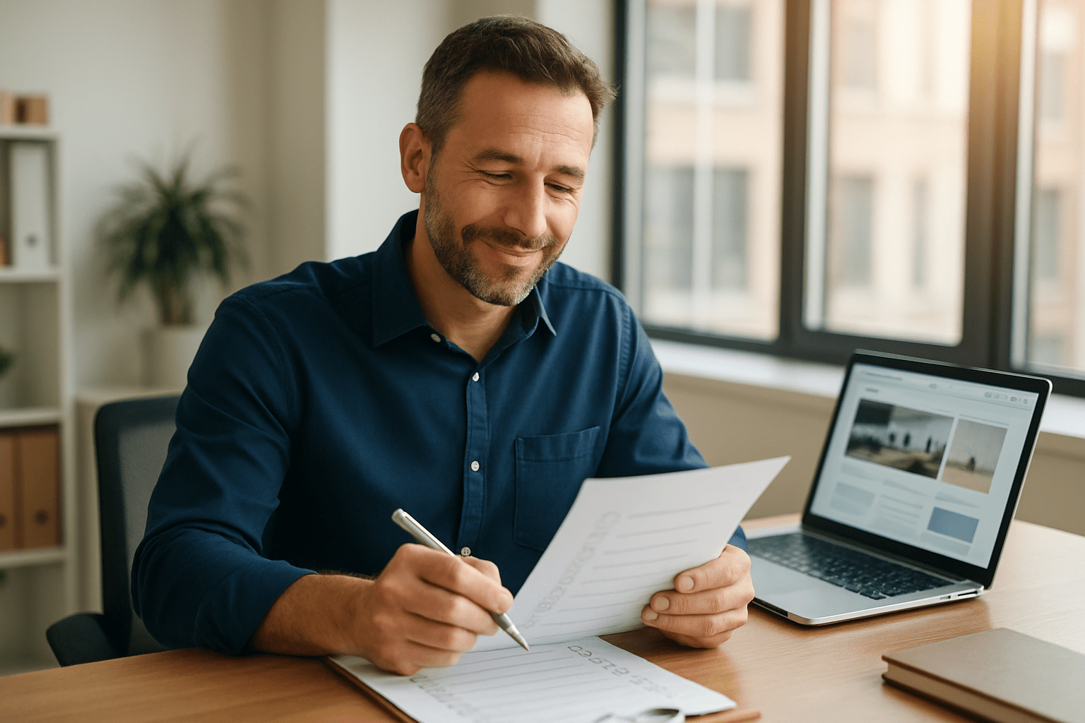 Dirigeant de PME comparant plusieurs devis d'agence web avant de signer