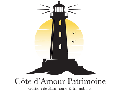 Logo du cabinet Côte d'Amour Patrimoine représentant un phare, symbole de gestion de patrimoine et immobilier