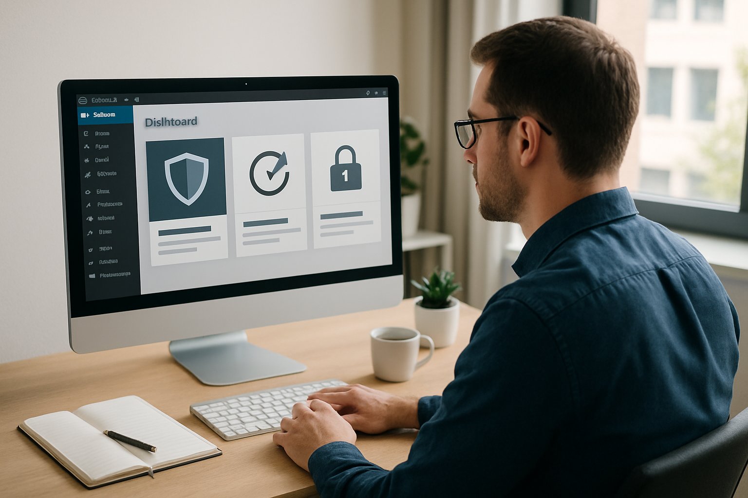 Tableau de bord de sécurité WordPress affiché sur un écran d'ordinateur