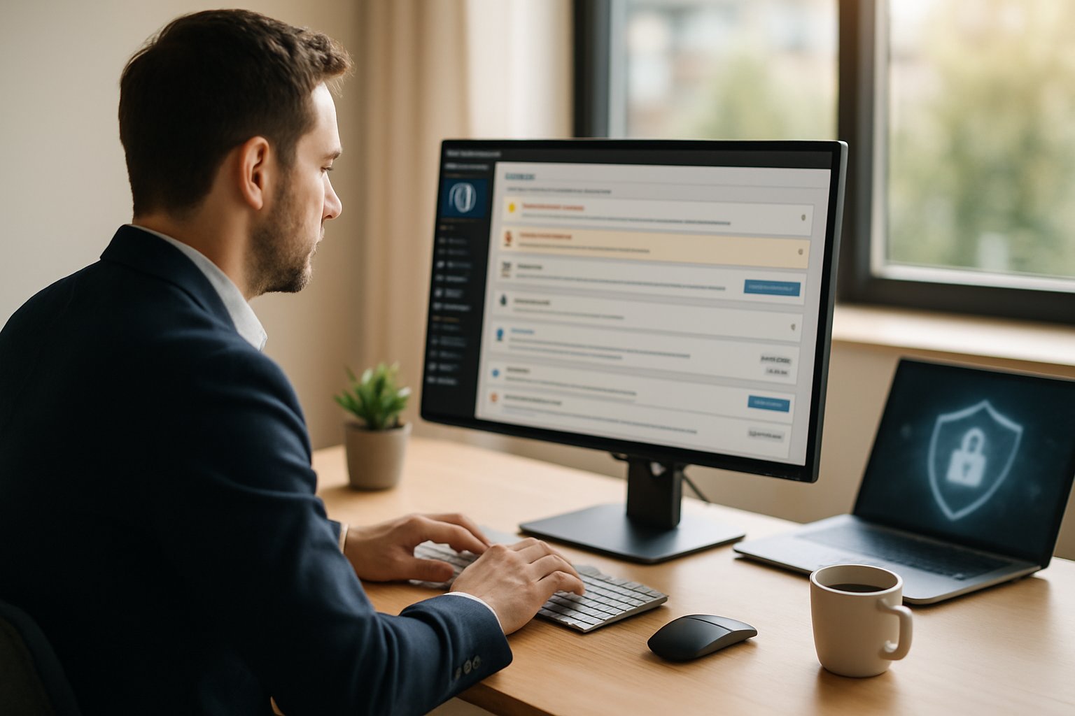Interface d'administration WordPress avec alertes de sécurité et mises à jour